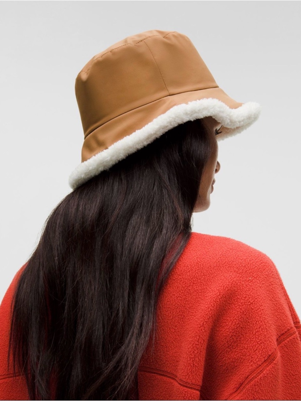 LULULEMON Boucle Fleece Reversible Bucket Hat NWT Chestnut Brown/Light Ivory S/M - Picture 4 of 16
